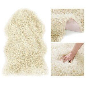 Béžový koberec DOKKA z umělé ovčí kůže 60x90cm