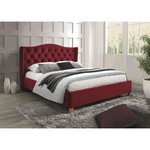 Čalouněná postel ASPEN VELVET 160 x 200 cm vínová