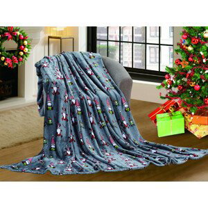 Tmavě šedá vánoční mikroplyšová deka CANDY CANE Rozměr: 160 x 200 cm