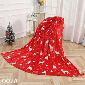 Červená vánoční mikroplyšová deka BÍLÝ JELEN Rozměr: 160 x 200 cm