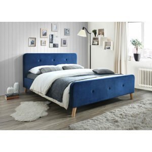 Čalouněná postel MALMO VELVET 160 x 200 cm modrá