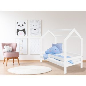 Dětská postel DOMEČEK D3 bílá 80 x 160 cm Rošt: Bez roštu, Matrace: Matrace EASYSOFT 8 cm, Úložný box: Bez úložného boxu