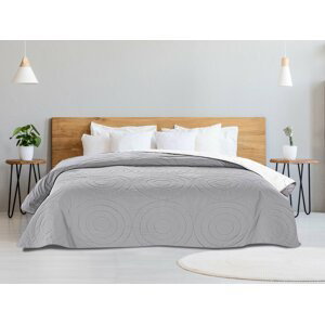 Přehoz na postel se vzorem CRATA 220x240 cm, světle šedý/krémový