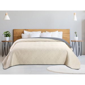 Krémovo-šedý přehoz na postel se vzorem KAROM 220x240 cm
