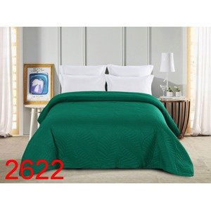 Zelený přehoz na postel se vzorem LEAVES 220x240 cm