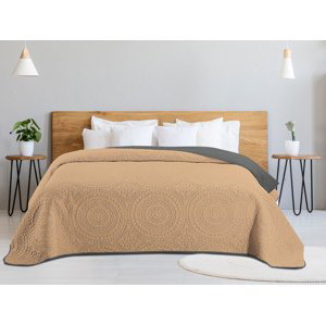Béžovo-šedý přehoz na postel se vzorem ORIENT 220x240 cm