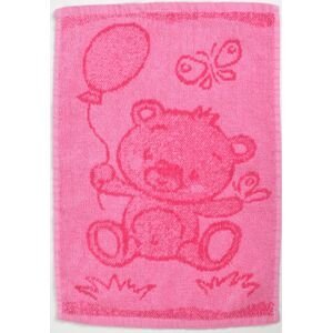Dětský ručník BEBÉ medvídek růžový 30x50 cm