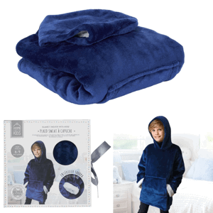 Dětská deka s rukávy a kapucí HOODIE CHILD modrá