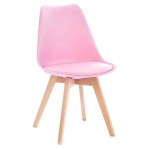 Růžová židle BALI MARK s bukovými nohami
