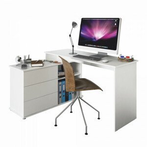 Tempo Kondela Univerzální rohový PC stůl TERINO - bílá + kupón KONDELA10 na okamžitou slevu 3% (kupón uplatníte v košíku)