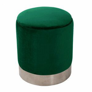 Tempo Kondela Taburet DARON - zelená Velvet látka/stříbrná chrom + kupón KONDELA10 na okamžitou slevu 3% (kupón uplatníte v košíku)