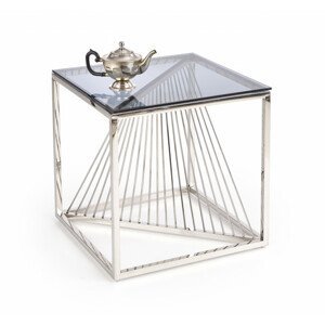 Halmar Konferenční stolek INFINITY KWADRAT - nerez/kouřové sklo