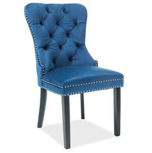 Casarredo Jídelní čalouněná židle AUGUST VELVET modrá/černá