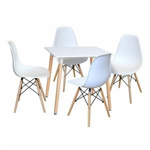 Idea Jídelní stůl 80x80 UNO bílý + 4 židle UNO bílé