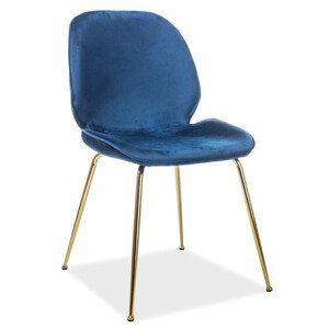 Casarredo Jídelní čalouněná židle ADRIEN VELVET granátově modrá/zlatá