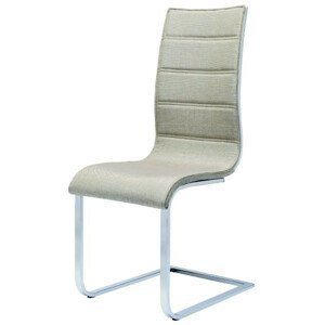 ATAN Jídelní židle K104 Béžová látka/překližka bílá - II.jakost