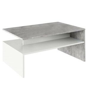 Tempo Kondela Konferenční stolek DAMOLI - beton / bílá + kupón KONDELA10 na okamžitou slevu 3% (kupón uplatníte v košíku)