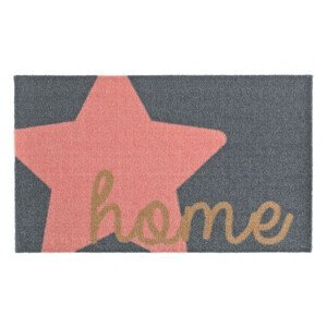 Hanse Home Protiskluzová rohožka Deko 102543 šedá/růžová - hvězda 50x70 cm