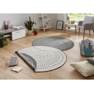 Hanse Home Kusový koberec Twin-Wendeteppiche 103112 - bílá, šedá 140x140 (průměr) kruh