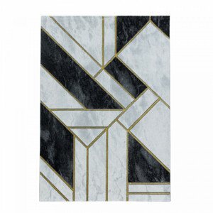Ayyildiz Kusový koberec Naxos 3817 – žlutá/šedá/černá/bílá 80x250 cm