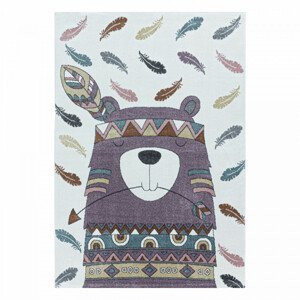 Ayyildiz Dětský kusový koberec Funny 2104 - fialový medvěd 120x170 cm