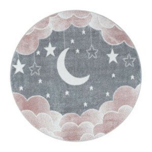 Ayyildiz Dětský kusový koberec Funny 2101 – růžová noční obloha 160x160 (průměr) kruh