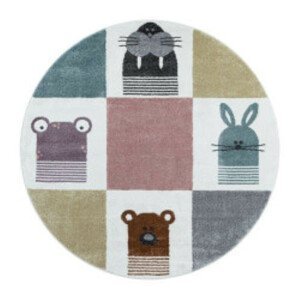 Ayyildiz Dětský kusový koberec Funny 2108 – zvířátka 120x120 (průměr) kruh