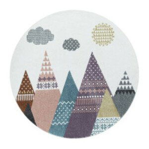 Ayyildiz Dětský kusový koberec Lucky 3614 – hory, barevný 160x160 (průměr) kruh