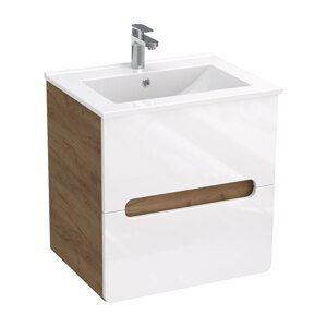 A-Interiéry Lutecia W 60-2Z koupelnová skříňka s keramickým umyvadlem bílá/dub