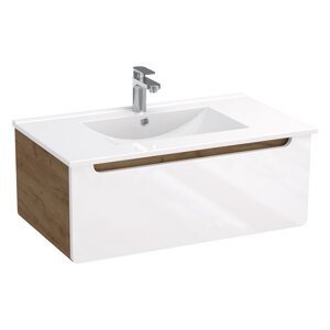 A-Interiéry Lutecia W 80-1Z koupelnová skříňka s keramickým umyvadlem bílá/dub