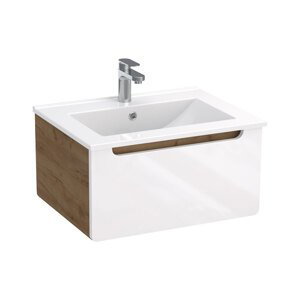 A-Interiéry Lutecia W 60-1Z koupelnová skříňka s keramickým umyvadlem bílá/dub