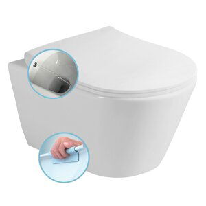 Sapho AVVA závěsná WC mísa s bidet. sprškou, Rimless, 35,5x53 cm, bílá 100312