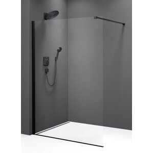 Polysan Modular Shower Black jednodílná zástěna pevná k instalaci na zeď 1100 mm černá sklo čiré MS1-110B