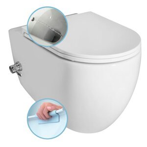 Isvea INFINITY CLEANWASH závěsná WC mísa 36,5 x 35 x 53 cm Rimless integrovaná baterie a bidet. sprška bílá 10NFS1005I