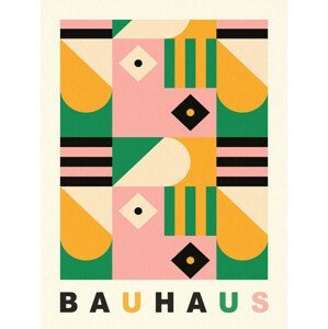 Obrazová reprodukce Original Bauhaus (No.5) in Green & Pink, (30 x 40 cm)