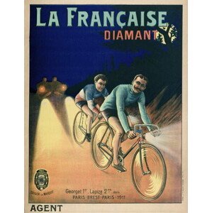 French School, - Obrazová reprodukce Tour de France Cycling Poster from 1911, (30 x 40 cm)