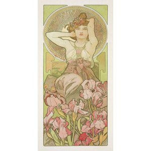 Obrazová reprodukce Amethyst from The Precious Stones Series (Beautiful Distressed Art Nouveau Lady) - Alphonse / Alfons Mucha, (20 x 40 cm)