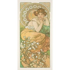 Obrazová reprodukce Topaz from The Precious Stones Series (Beautiful Distressed Art Nouveau Lady) - Alphonse / Alfons Mucha, (20 x 40 cm)