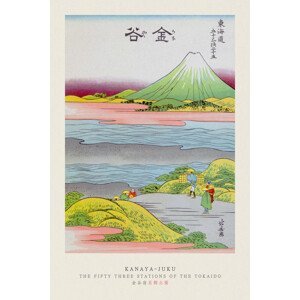Obrazová reprodukce Special Edition Kanaya-juku / Mount Fuji & The Waves (Pink & Green Japandi) - Katsushika Hokusai, (26.7 x 40 cm)