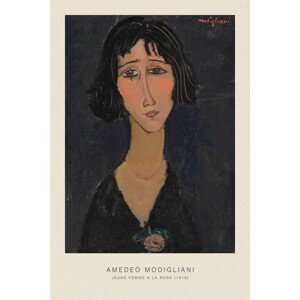 Obrazová reprodukce Jeune femme a la rose, Margherita (Portrait of a Beautiful Girl) - Amedeo Modigliani, (26.7 x 40 cm)