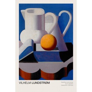 Obrazová reprodukce Still Life with Pitchers & an Orange (Abstract Kitchen Painting) - Vilhelm Lundstrøm, (26.7 x 40 cm)