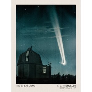 Obrazová reprodukce The Great Comet of 1881 (Stargazing / Vintage Space Station / Astronomy / Celestial Science Poster) - E. L. Trouvelot, (30 x 40 cm