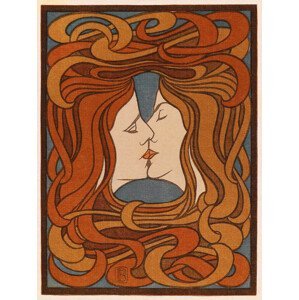 Obrazová reprodukce The Kiss (Vintage Homoerotic Art Nouveau / Lesbian Interest Gay Romance Poster) - Peter Behrens, (30 x 40 cm)