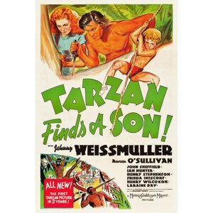 Obrazová reprodukce Tarzan finds a Son (Vintage Cinema / Retro Movie Theatre Poster / Iconic Film Advert), (26.7 x 40 cm)