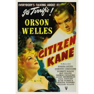 Obrazová reprodukce Citizen Kane, Orson Welles (Vintage Cinema / Retro Movie Theatre Poster / Iconic Film Advert), (26.7 x 40 cm)