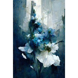 Ilustrace Blue Flower Bouquet, Treechild, (26.7 x 40 cm)