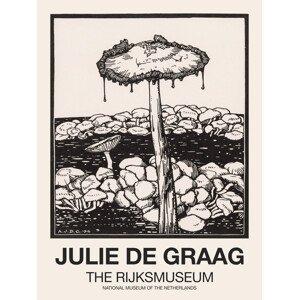 Obrazová reprodukce Dripping Mushroom (Graphic Black)  - Julie De Graag, (30 x 40 cm)