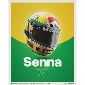 Umělecký tisk Ayrton Senna - Helmet - San Marino GP - 1988, (40 x 50 cm)
