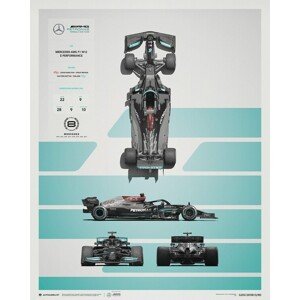 Umělecký tisk Mercedes-AMG Petronas F1 Team - W12 - Blueprint - 2021, (40 x 50 cm)