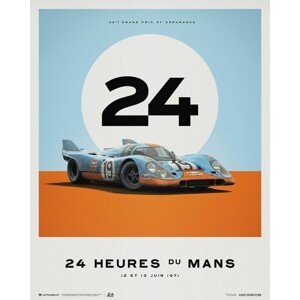 Umělecký tisk Porsche 917 - Gulf - 24 Hours of Le Mans - 1971, (40 x 50 cm)